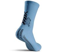 SOXPro Classic - Chaussettes antidérapantes - Flèches GRIP en silicone - Anti-éclaboussures - Respirant - Stabilité et contrôle - Running, Football, Cyclisme et Tennis, Bleu clair., S