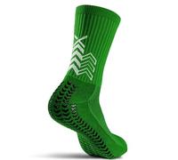 SOXPro Classic - Chaussettes antidérapantes - Flèches GRIP en silicone - Anti-éclaboussures - Respirant - Stabilité et contrôle - Running, Football, Cyclisme et Tennis, vert, M