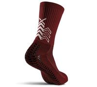 SOXPro Classic - Chaussettes Antidérapantes Football - Flèches GRIP en Silicone - Antiblasures - Respirantes - Stabilité (FR/ES, Alpha/lettres, S, Taille normale, Taille normale, Bordeaux)