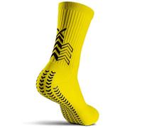 SOXPro Classic - Chaussettes Antidérapantes Football - Flèches GRIP en Silicone - Antiblasures - Respirantes - Stabilité (FR/ES, Alpha/lettres, S, Taille normale, Taille normale, Jaune)