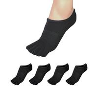 Soxsense Lot de 4 paires de chaussettes invisibles en coton de qualité supérieure pour femme, aligner les orteils, doublure à cinq doigts, chaussettes fines pour oignon, noir, Small