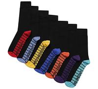 Soxy Chaussettes Jours de la Semaine pour Garçons - Lot de 7 - Chaussettes à semelle, talon et orteils en coton riche en couleurs - Noir-Multicolore - Taille de chaussure UK 12-3