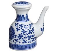 Soy Sauce Dispenser, 180ml Small Olive Oil Dispenser Bottle Ceramic with Spout & Lid, Chinese Style Soy Sauce Container for Home, Kitchen, Cooking Use