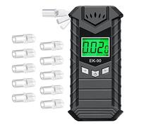 SOYAA Ethylotest Electronique Portable, Alcootest Enregistrement de 32 Résultats, Ethylometre écran LCD Numérique Rechargeable, Alcoometre pour la Maison ou Les Fêtes, Livré avec 10 Embouts Buccaux