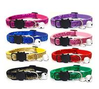 SOYAO NA Lot de 8 Colliers pour Chat à libération Rapide Extra Doux avec Cloche pailletée réglable 19 à 32 cm, Multicolores
