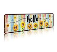 SOYAVE Panneau « Hello Summer », panneau de décoration d'été pour ferme, tournesol, décoration de porche, maison, jardin, ferme, cour, bureau, 10,2 x 40,6 cm
