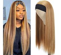 Soyeon Synthétiques Perruque Bandeau,Perruque Blonde,Perruque Femme Naturelle,Long Straight Highlight Couleur Perruques Sans Colle,Cheveux Synthétiques Fibre résistante à la chaleur 26inch(65cm)