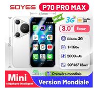 SOYES P70 Pro Max Mini Play Store 3G Smartphone de petite taille Android8.1 3.0 pouces 16GB 2000mAh Face ID double carte SIM veille