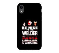 Soyez Gentil avec Le Soudeur Que Le père Noël Regarde Joyeux Coque pour iPhone XR