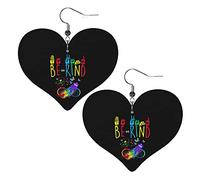 Soyez gentil boucles d'oreilles en cuir de sensibilisation à l'autisme pour les femmes boucle d'oreille goutte pendentif coeur avec crochet cadeaux pour fille adulte