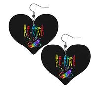 Soyez gentil boucles d'oreilles en cuir de sensibilisation à l'autisme pour les femmes boucle d'oreille goutte pendentif coeur avec crochet cadeaux pour fille adulte