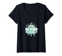 Soyez Gentil dans Un Monde où Vous Pouvez être n'importe Quoi T-Shirt avec Col en V, Femme, Noir, L