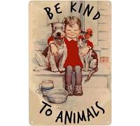 Soyez gentils avec les animaux - Panneau en aluminium humoristique - Décoration murale humoristique en métal - Cadeau pour la maison, un café, un bar ou une porte - Accessoires pour la chambre - 15 x