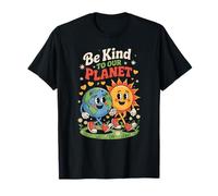 Soyez gentils avec notre planète - Dessin animé rétro Sun & Earth pour le Jour de la Terre T-Shirt
