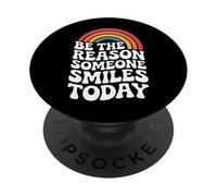 Soyez la Raison pour laquelle Quelqu'un sourit avec gentillesse Groovy Rainbow Retro PopSockets PopGrip Adhésif