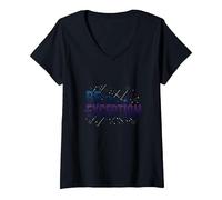 Soyez l'exception : Typographie inspirante T-Shirt avec Col en V, Femme, Noir, M