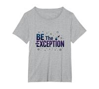 Soyez l'exception : Typographie inspirante T-Shirt, Femme Grandes Tailles, Gris Chiné, 2X
