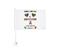 Soyez patient, je suis autiste. Cœur (2) à pince pour fenêtre de voiture, décoration de protection solaire, bannière double face 12x18 pouces pour camion.
