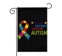 Soyez patient, je suis autiste. Sensibilisation 1 Drapeaux de jardin (12,5 x 18 pouces) - Bannière aux couleurs éclatantes pour décoration extérieure de jardin et de maison