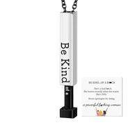 Soyez une sorte de collier B, colliers d'amour pour les femmes - Collier de barre vertical - Pendentif en tube carré élégant, bijoux inspirant en acier inoxydable pour femmes meilleures amies sœurs