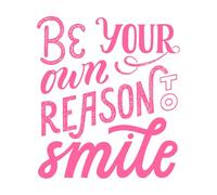 Soyez votre propre raison de sourire, phrase, citation féministe, slogan de motivation Stickers muraux en PVC 54.6x62.1cm Multicolore Rose