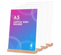 SOYIRI Lot de 4 x A5 Présentoirs de table Forme de T Forme de L | Support pour Menu en Acrylique Transparent pour Les, Les Restaurants,Menus