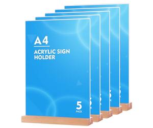 SOYIRI Lot de 5 x A4 Présentoirs de table Forme de T Forme de L | Support pour Menu en Acrylique Transparent pour Les, Les Restaurants,Menus