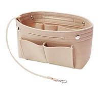 Soyizom Felt Sac à Main Sac à Main Organisateur Liner Shaper Insert Sac dans Un Sac avec Porte-clés pour Speedy Neverfull, 8 Couleurs (Beige，Grand)