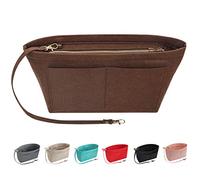 Soyizom Organiseur de sac à main en feutre - Organiseur de sac à main en feutre - Plusieurs poches - Sac fourre-tout pour femme - Café - XL