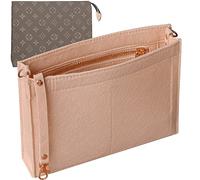 Soyizom Organiseur de sac fourre-tout en feutre pour trousse de toilette de 66 à 48 cm, organiseur pour femme, sac à main avec boucle dorée et porte-clés (taille L, 26, rose)