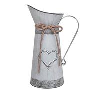 Soyizom Pichet de Lait en métal Vintage, Vase cruche Rustique Primitives avec la Conception en Forme de Coeur et de Corde pour la décoration de fête de Mariage（Pichet Gris-Bleu）