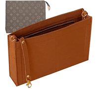 Soyizom Trousse de toilette de 19 à 26 pour cosmétiques, sac à main en feutre, sac à main pour femme, organiseur de poche avec porte-clés, boucle dorée et fermeture éclair (taille L, 26, marron)