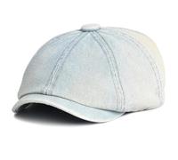 SOYNIA Béret Homme Femmes Denim Cap Peaky Octogonal Hat Vintage Casual Cap Bérets Solides Plat 56-59Cm Bleu Clair