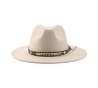SOYNIA Chapeaux Fedora Trilby Chapeau Feutre Chapeau De Cowboy pour Femmes Homme Casquettes Fedoras Feutré Panama Chapeau Western Vintage Solide Fedoras 52-54 Cm (Enfants) Beige