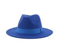 SOYNIA Chapeaux Fedora Trilby Chapeau Feutre Chapeau Fedora pour Femmes Et Hommes Chapeau À Large Bord Casquette Melon Classique pour Église De Mariage 56-58Cm (Adultes) Bleu