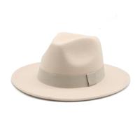 SOYNIA Chapeaux Fedora Trilby Chapeau Feutre Chapeau Fedora pour Femmes Et Hommes Chapeau À Large Bord Casquette Melon Classique pour Église De Mariage 56-58Cm (Adultes) Beige