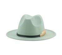 SOYNIA Chapeaux Fedora Trilby Chapeau Feutre Chapeaux Fedora pour Femmes Et Hommes Chapeaux Solides Décontractés Ceinture Robe Panama Chapeaux Fedora De Mariage Formels 56-58Cm (Adultes) Vert Clair
