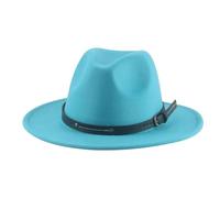 SOYNIA Chapeaux Fedora Trilby Chapeau Feutre Chapeaux pour Femmes Chapeaux pour Hommes Chapeaux Feutrés Solides Décontractés Formels Décoration De Mariage Large 60-62 Cm (XL) Bleu Lac