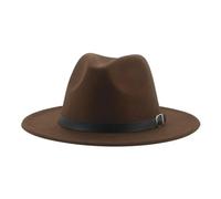 SOYNIA Chapeaux Fedora Trilby Chapeau Feutre Chapeaux pour Femmes Fedora Chapeau Hommes Casquettes Solide Tenue Décontractée Formelle Vintage Large 60-62 Cm (XL) Café