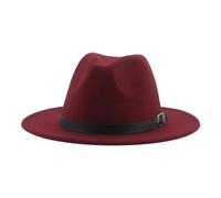 SOYNIA Chapeaux Fedora Trilby Chapeau Feutre Chapeaux pour Femmes Fedora Chapeau Hommes Casquettes Solide Tenue Décontractée Formelle Vintage Large 60-62 Cm (XL) Vin Rouge
