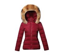 SOYNIA Doudounes Vestes Coat Femmes Doudoune Veste d'hiver Femmes Grande Taille Manteau Dame Vêtements Chaud Femmes Vestes Courtes 4XL(69-74Kg) Rouge