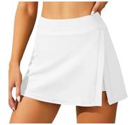 SOYNIA Mini Jupe Courte Sexy Bas De Bain pour Femmes Resserrement du Ventre Une Robe De Bain Trapèze Short De Bain Intégré Short De Bain Fendu Taille Haute Pantalon De Bain XL Blanc