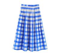 SOYNIA Mini Jupe Courte Sexy Causal Skrit Femmes Plissé avec Poches Hautj Taille Côté Fermeture Éclair Femme Élégante Jupes Longues M Bleuplaid