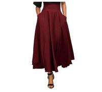 SOYNIA Mini Jupe Courte Sexy Demi-Jupe Plissée Taille Haute Femme Jupe Longue Défilé Jupe Fine L Rouge