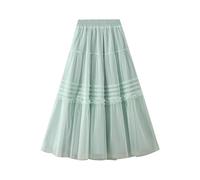 SOYNIA Mini Jupe Courte Sexy Élégante Maille Longue Jupe Femmes Mode Taille Haute Loos A-Ligne Tulle Jupes Taille Claire