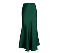 SOYNIA Mini Jupe Courte Sexy Épissé Jupes Longues pour Femmes Satin Taille Élastique Jupe Moulante Bureau Dame Jupes Longue Tendance XL Vert Foncé