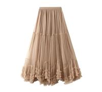 SOYNIA Mini Jupe Courte Sexy Femmes Couleur Unie A-Ligne Douce Jupe Longue Femme Fsahion Partie Maille Jupes Taille Unique Kaki