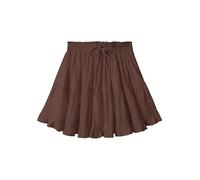 SOYNIA Mini Jupe Courte Sexy Femmes Mini Jupe Volant avec Short Taille Haute Jupe Blanche Épissage Jupes De Plage Courtes pour Femmes Vintage XL Marron