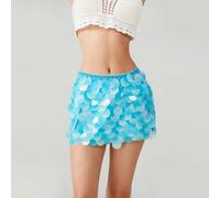 SOYNIA Mini Jupe Courte Sexy Femmes Paillettes Mini Jupes Taille Basse Moulante Mini Jupes Club Casual Sexy Jupes Mode M Bleu