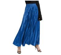 SOYNIA Mini Jupe Courte Sexy Jupe Plissée pour Femmes avec Paillettes Plus La Taille Haute Big Swing Golden Beach Jupe pour Femmes XL Bleu